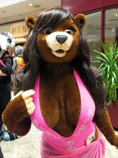 Sexy boobs fur suit