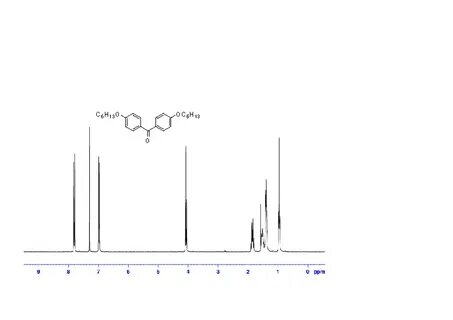 Figure S1. 1 H-NMR of 4,4'-bis(hexyloxyphenyl)benzophenone D