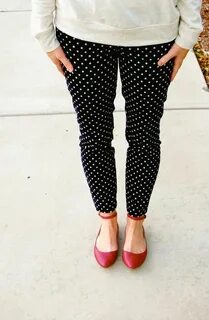 Polka dots with flats. (and embellished sweatshirt) Polka do