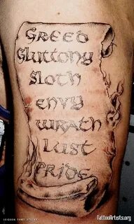 Sin tattoo, Tattoos, 7 deadly sins tattoo