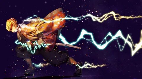 Demon Slayer Zenitsu Agatsuma With Sword And Lightning With 