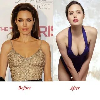 Angelina Jolie Bra Size Before & After Breast Implants - Bra