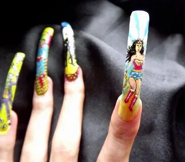 Wonder woman nail art figure. - Nail Art Gallery Step-by-Ste