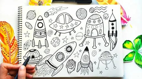 Spaceship and Galaxy Doodles Ideas - Doodle Drawing Tutorial