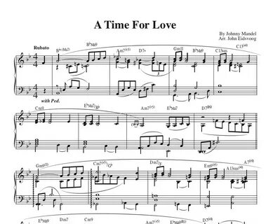 A Time For Love - sheet music for piano solo, Sky Blue Music