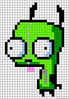 Gir Invader Zim perler bead pattern...good template for a gi