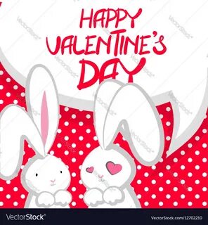 Two cute bunny valentines day Royalty Free Vector Image