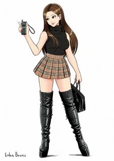 Safebooru - 1girl artist name bag bare arms black footwear b