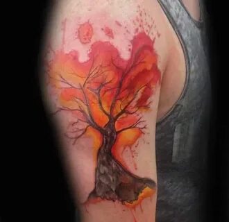 70 Watercolor Tree Tattoo Designs For Men - Manly Nature Ide
