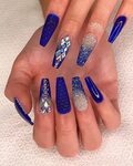 Coffin Royal Blue Ombre Nails - canvas-oatmeal
