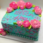 Bright colors in buttercream Square birthday cake, Birthday 