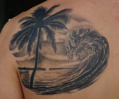 wave and palm tree tattoo - Google Search Beach tattoo, Wave
