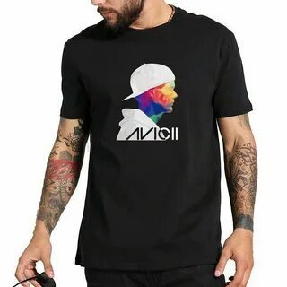 Avicii DJ, цветная черная футболка с графическим лицом для ф