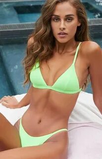 LA Hearts Neon Green Zuma Triangle Bikini Top in 2019 Produc