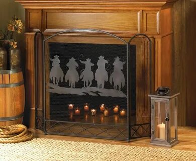 Texas country western folding 3 panel hearth portable mesh f
