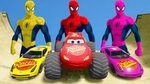SPIDERMAN COLORS & LIGHTNING MCQUEEN MONSTER CAR Fun Cartoon