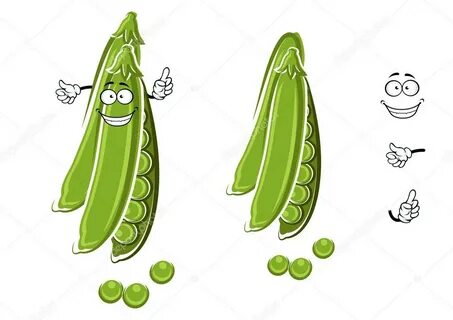 Cartoon green pea pod character - Stock Vektor © Seamartini 