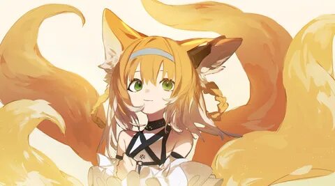 #902967 Aonogura, fox girl, Arknights, animal ears, green ey