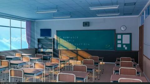 Anime style classroom (cycles 2.8) Anime classroom, Classroo