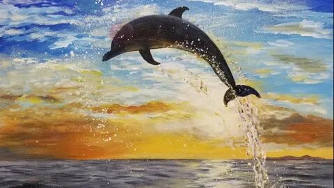 Sunset Beginner Dolphin Painting Easy - Lankasoppa