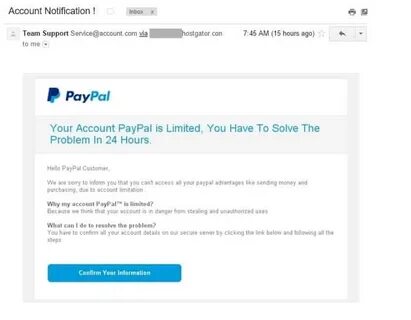 VPDCybercrime Unit on Twitter: "⚠ ️Beware of PayPal #phishing