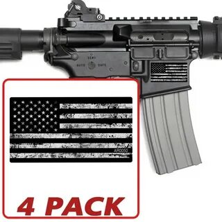 AR-15 Subdued White Grunge Flag 4 Pack Stickers - Sticker Fr