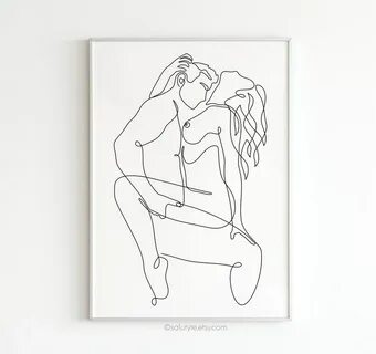 Naakte Couple One Line Art Sex Scene Tekening Kamasutra Etsy