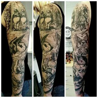 Alice in wonderland tattoo sleeve Sleeve tattoos, Wonderland