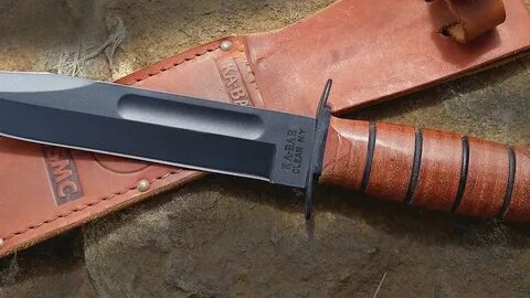 Ka-Bar - USMC Ka-Bar Plain Edge Fixed Blade w/ Leather Sheat