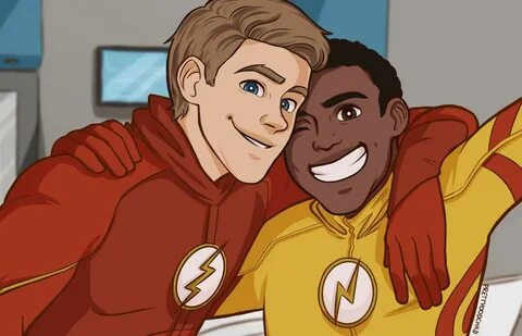 The flash(Barry Allen) and (Wally West) kid flash Wally west