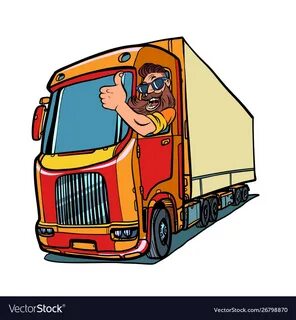 Truck driver man with beard thumbs up Royalty Free Vector