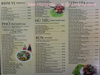 Menu at Pho Ngon So 1 restaurant, Lake City
