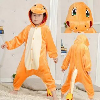 Orange Pocket Monsters Charmander Kid kigurumi onesie costum