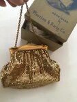 Vintage 40s Whiting and Davis Evening Bag / 1940s Gold Mesh 