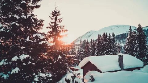 Winter Cabin Trees Wallpapers - Wallpaper Cave