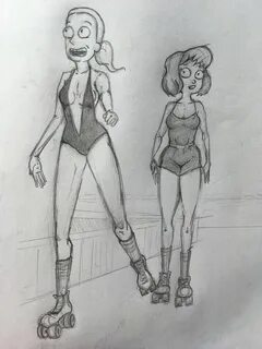 I drew Summer and Tammy as 80's roller-girls. (original pic 