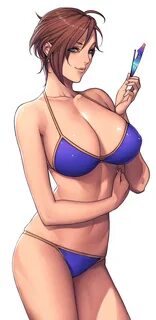 Safebooru - 1girl bare shoulders bikini breasts brown hair c