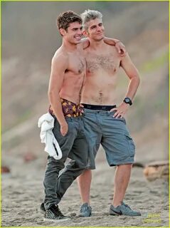 Zac Efron & Director Max Joseph Hang Out Shirtless on the Be