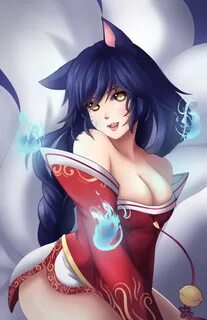 Safebooru - 1girl ahri alternate hair color animal ears bare