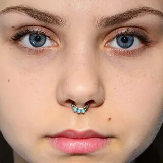 Silver SEPTUM RING 2mm Turquoise / helix piercing tragus Ets
