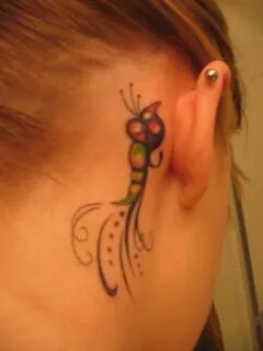 behind ear tattoo Behind ear tattoo, Ear tattoo, Caterpillar