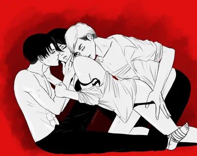 mikasa ackerman, levi, and erwin smith (shingeki no kyojin) drawn by pandaf...
