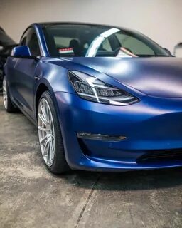 Tesla Model 3 looking good in matte blue Autos