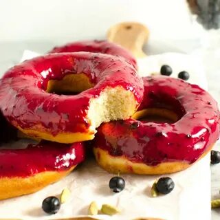 Cardamom and Blueberry Glazed Doughnuts - The Flavor Bender