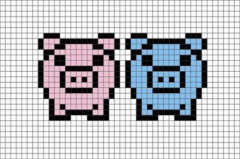 Pigs Pixel Art Easy pixel art, Pixel art templates, Pixel ar