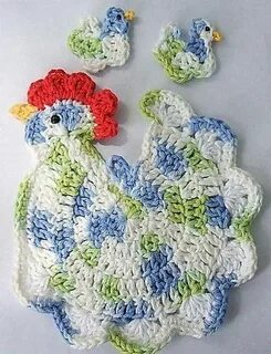 Вязаные прихватки. Пасхальные курочки + схема Crochet chicke