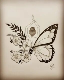 Pencil Butterfly And Flower Drawing - Original Butterfly Flo