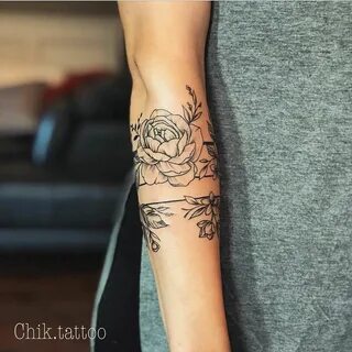 Flowers And Armband Tattoo - Tattoo Designs for Women