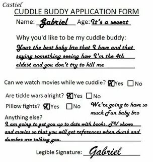 Gabriel Cuddle Buddy Application Form by TheQueenofLight on 