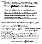 Gabriel Cuddle Buddy Application Form by TheQueenofLight on 